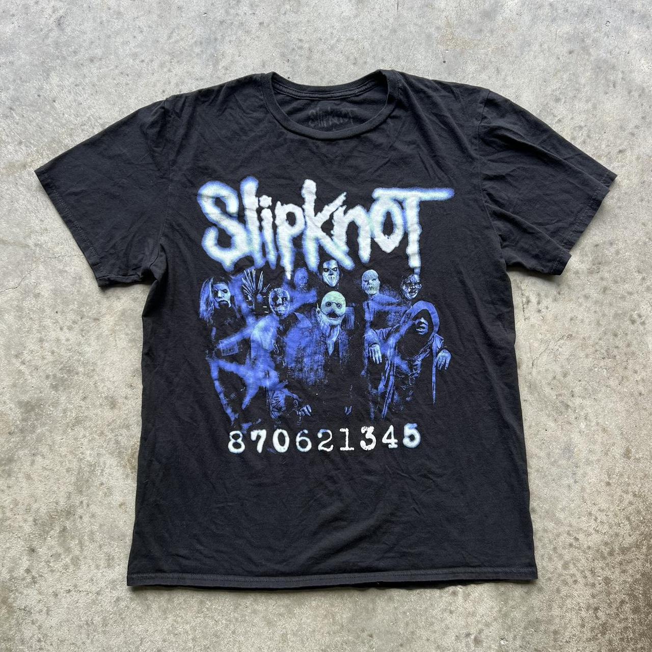 Modern Slipknot black and blue graphic nu metal band... - Depop