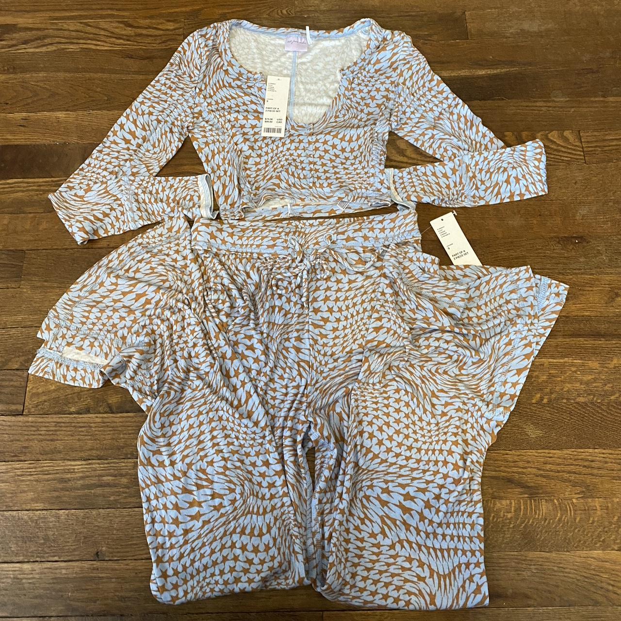 Urban Outfitters Women's Orange and Blue Pajamas Depop