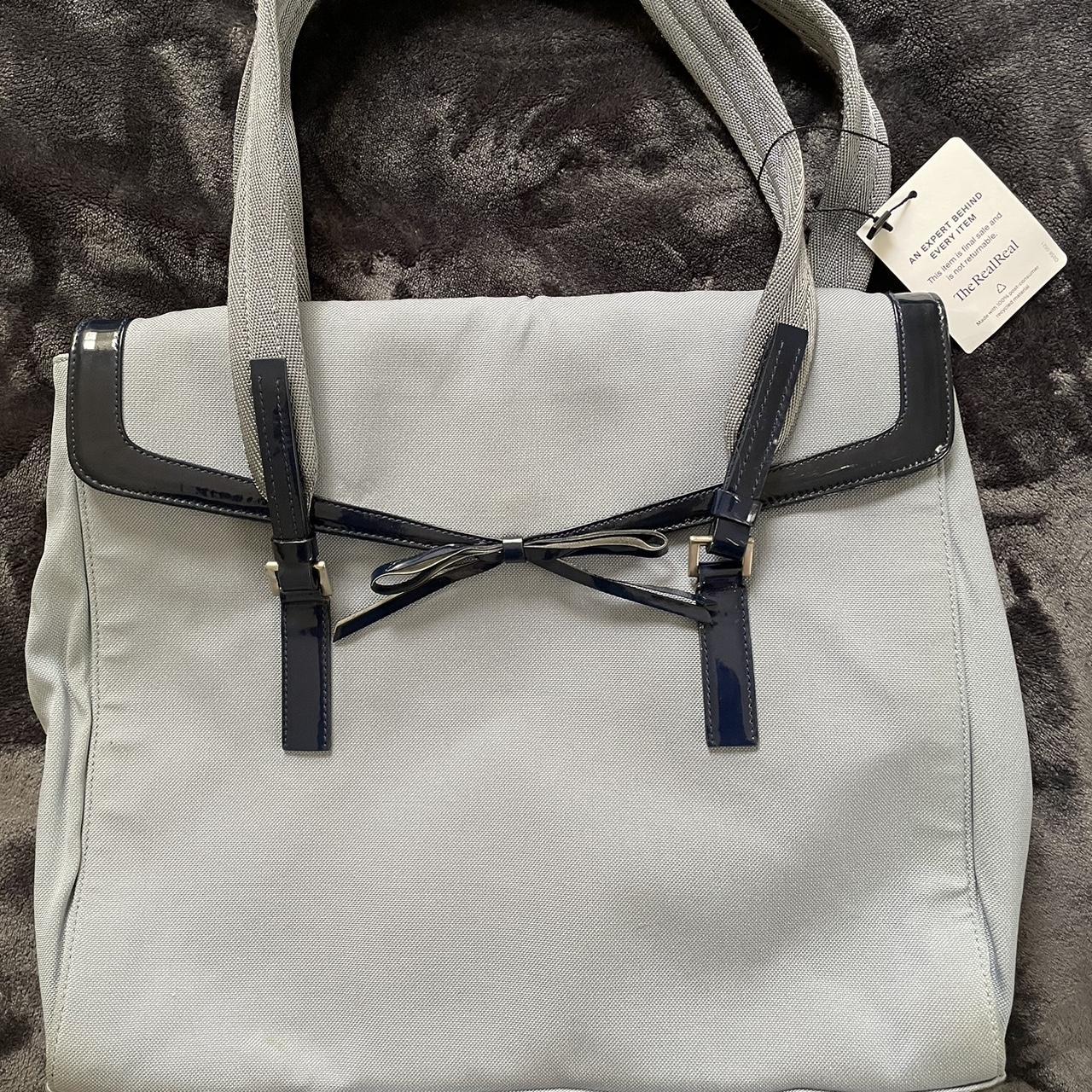 Baby blue Prada tote! Bought from the Real Real and... - Depop