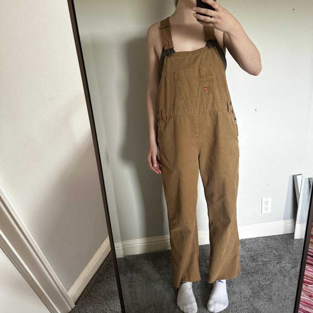Dickies Women's Tan Dungareesoveralls Depop
