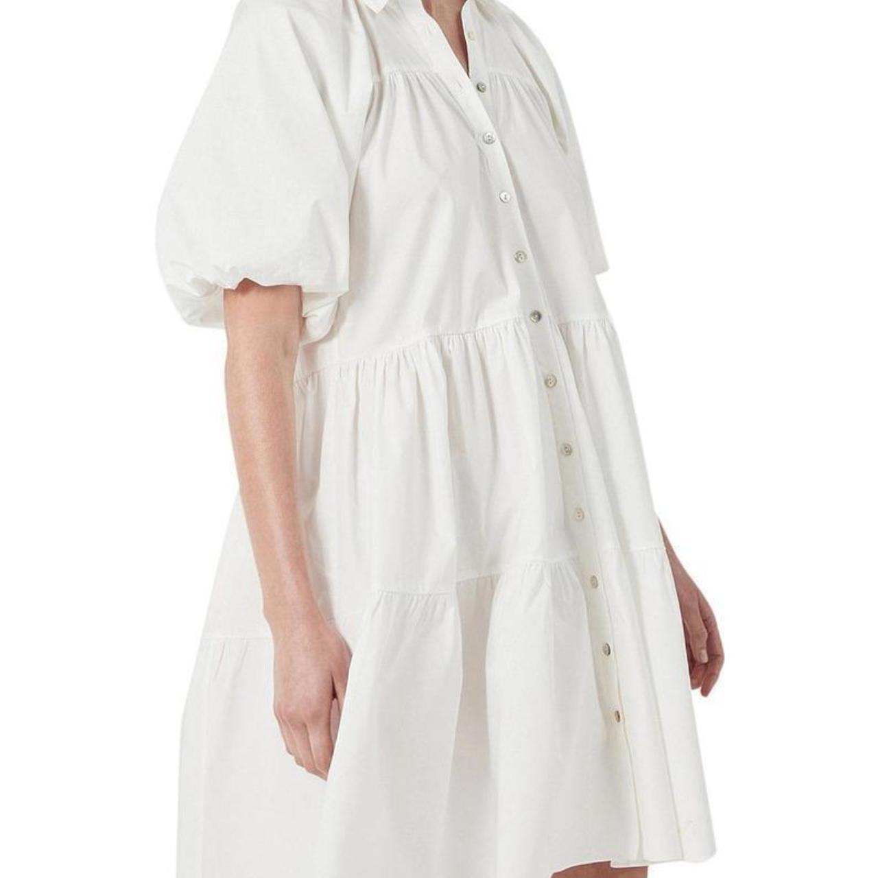 Witchery Puff Sleeve Dress White Cotton Blend Puff Depop