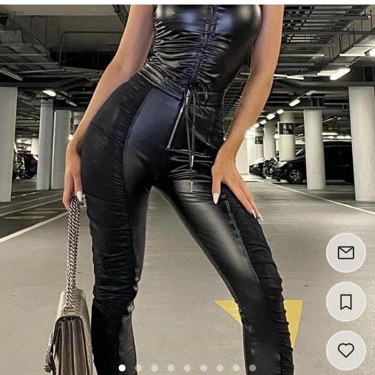 Maniere de voir faux black leather bodysuit Size 10... - Depop