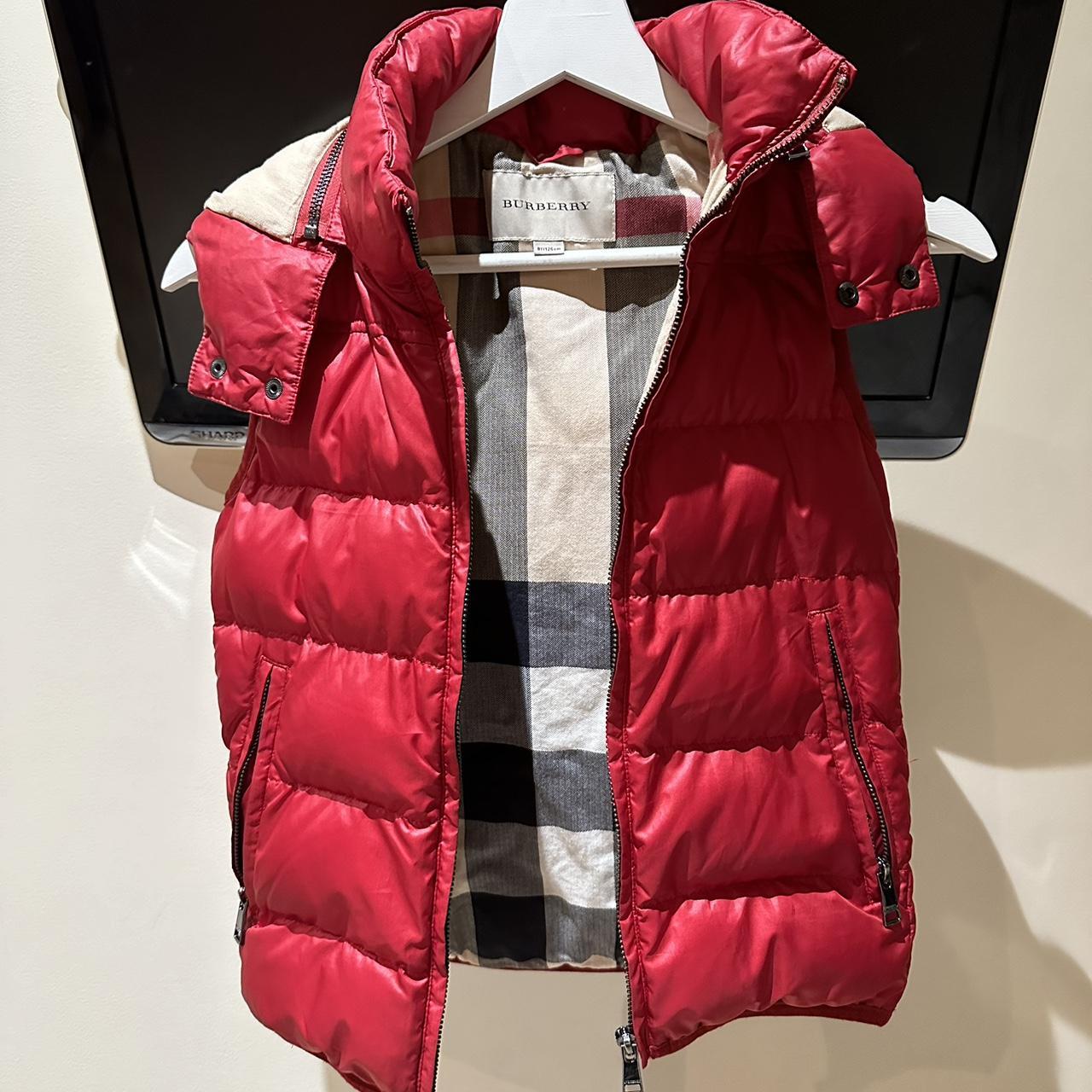 Burberry down red /nova check gilet Unisex | Depop