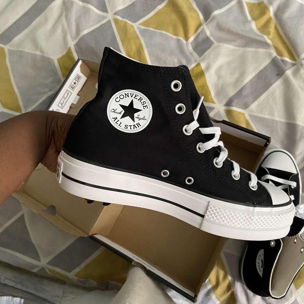 Black and white Chuck Taylor converse all star... - Depop