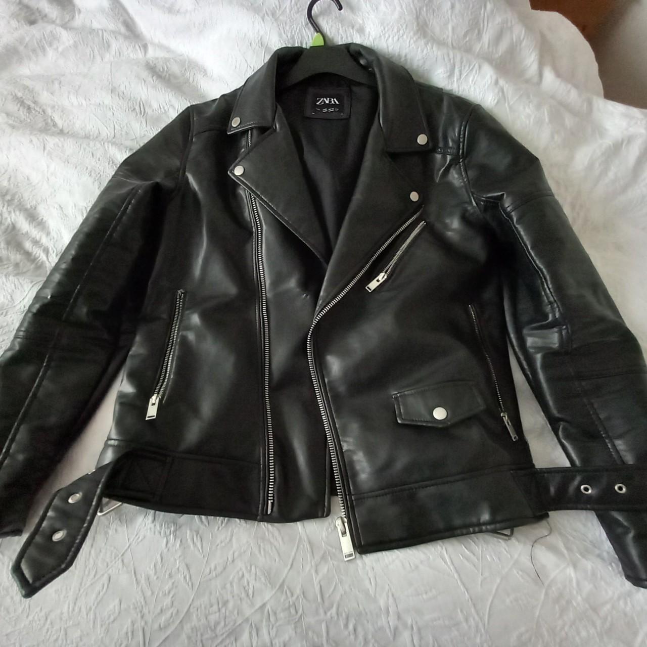 Zara Men S Leather Biker Jacket Mint Condition Depop