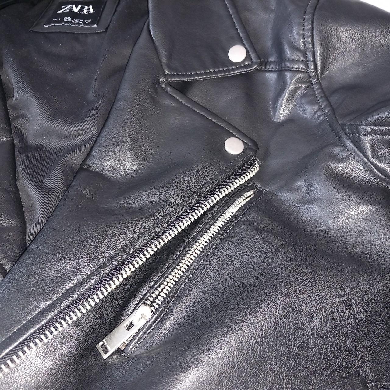 Zara men's leather biker jacket. Mint condition -... - Depop