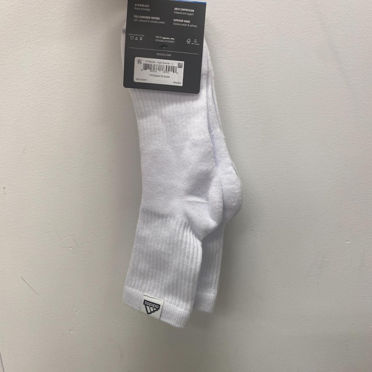 Adidas Men's Cushioned High Quarter Socks White Shoe... Depop