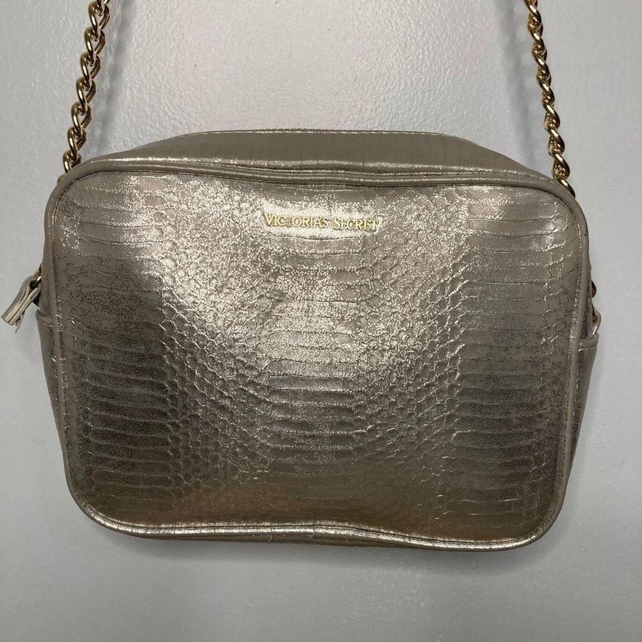 Victorias Secret Clutch Metallic Glitter Silver Gold - Depop