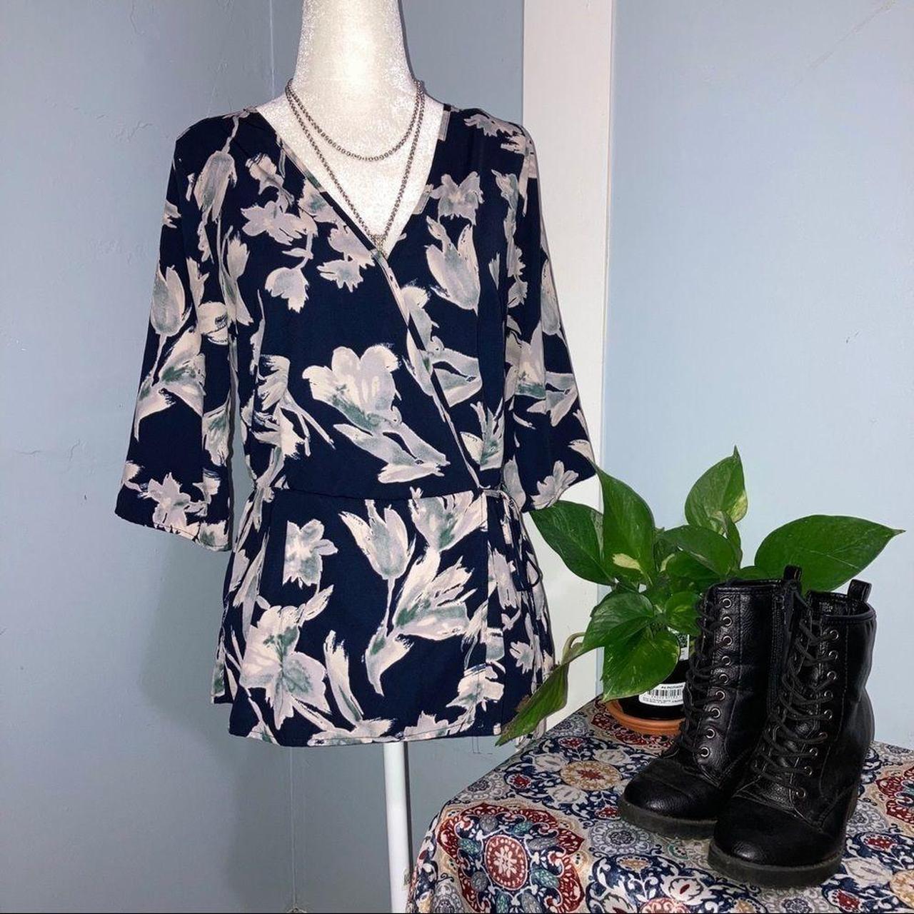 Sienna Sky Size Small V neck faux wrap Navy blue Depop