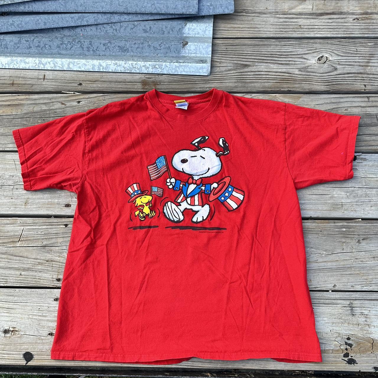 Vintage Snoopy & Woodstock Peanuts 4th of July Mens... - Depop