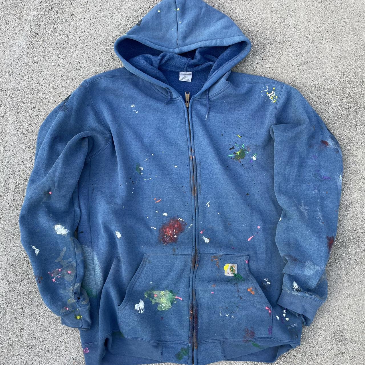 Custom Carhartt Hoodie Zip Up Sun Fade Thrashed... Depop