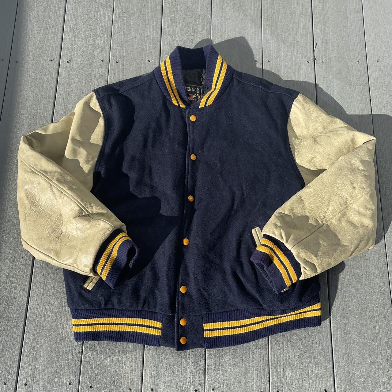 Men's Navy and Yellow Jacket | Depop