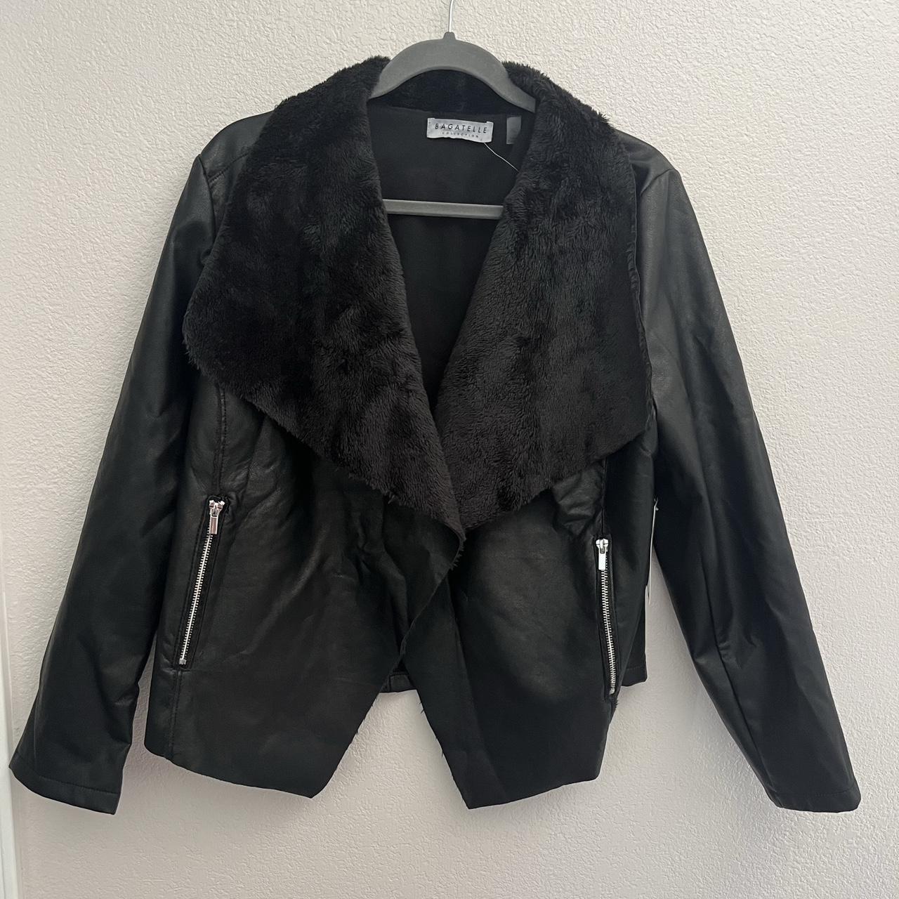 bagatelle open front faux leather jacket