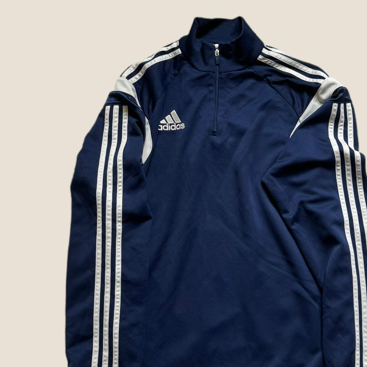 Adidas Navy Sweatshirt Adidas 3 Stripes & logo... - Depop