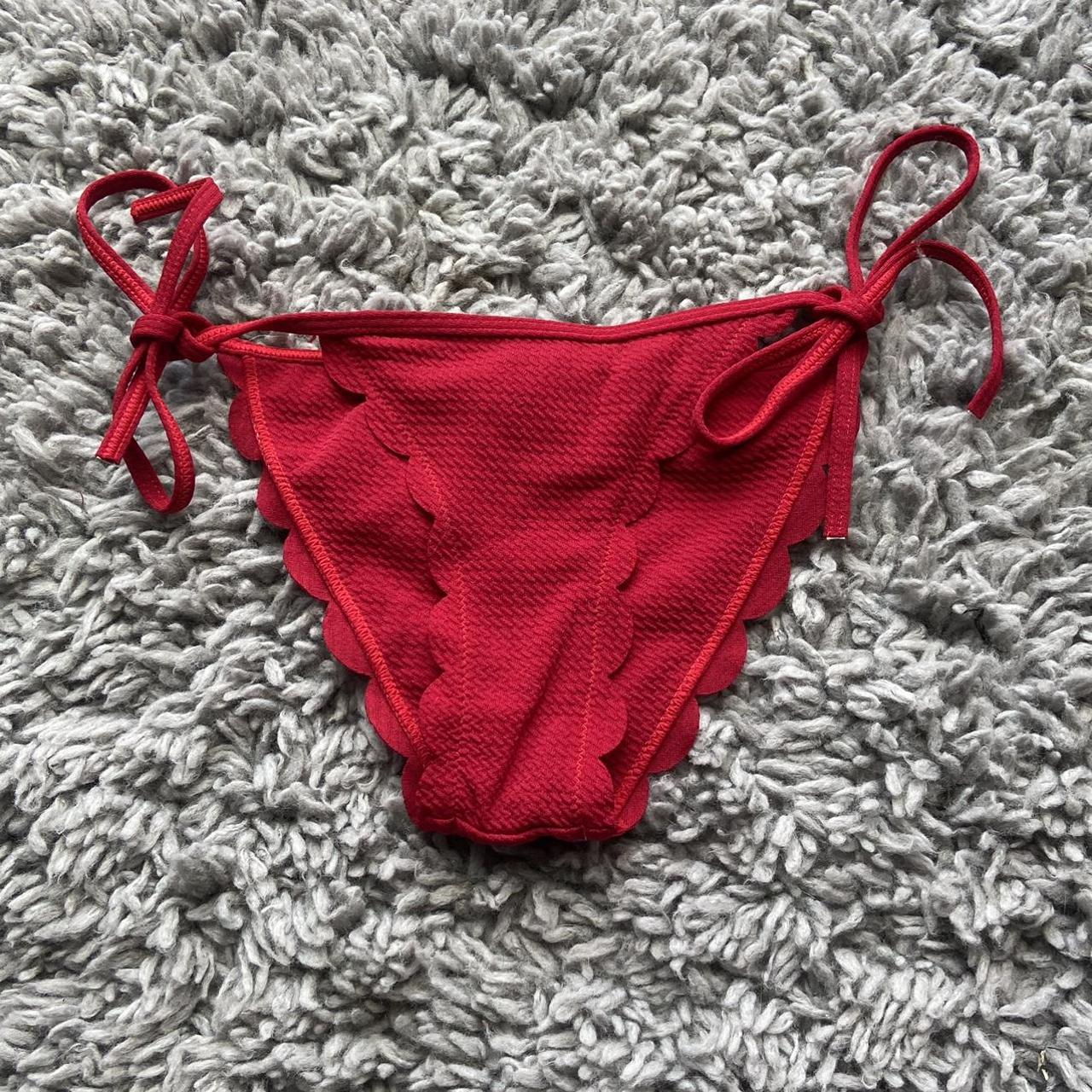 Red scalloped bikini bottoms Medium coverage Top on... Depop
