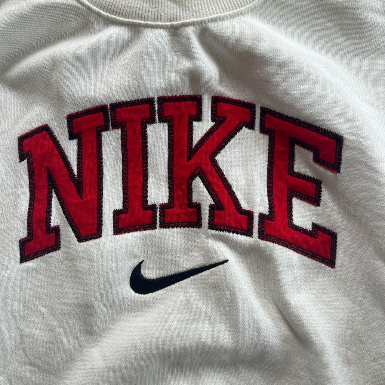 Nike Men's Cream and Red Jumper | Depop