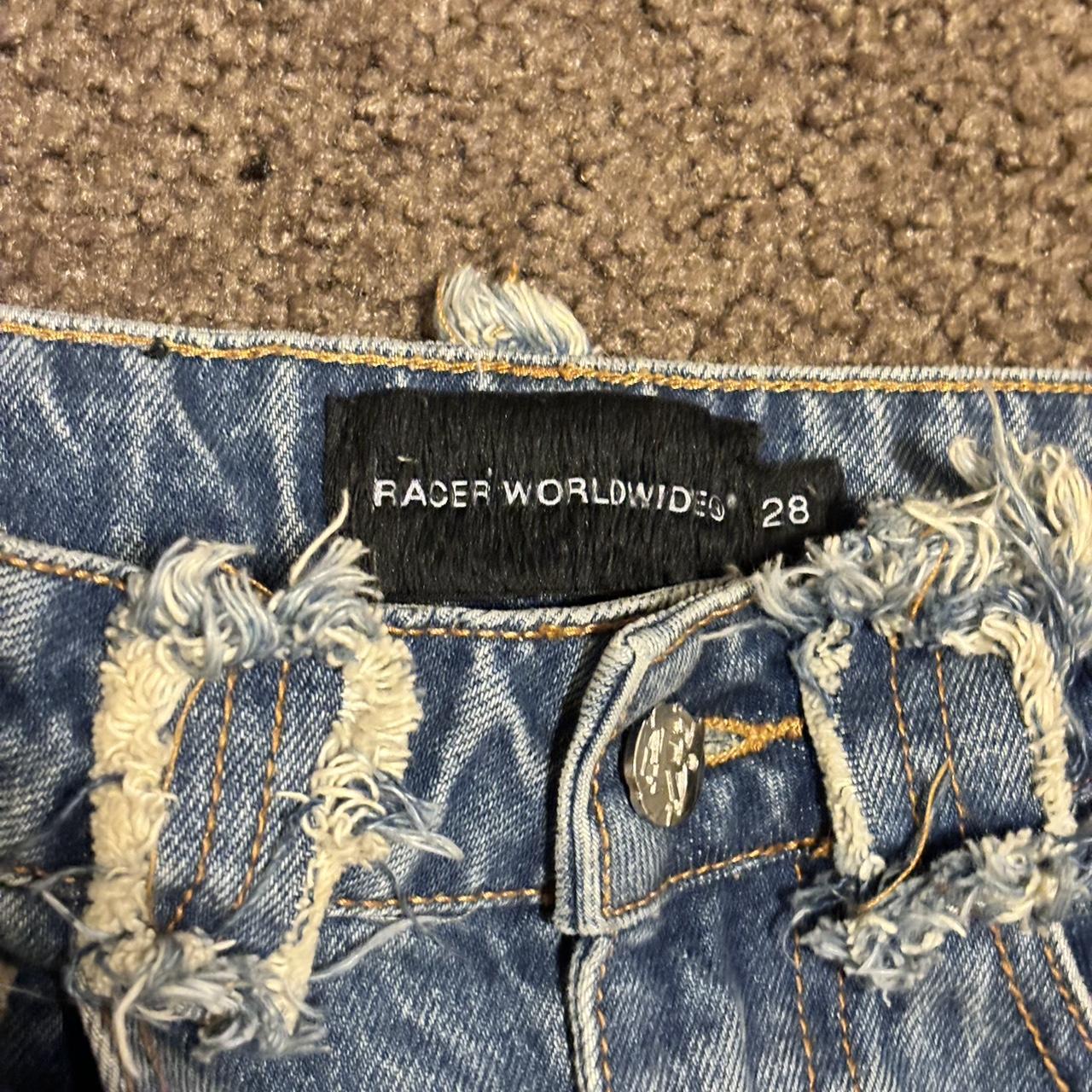 Racer Worldwide Distressed Jeans Size 28, rarely... - Depop