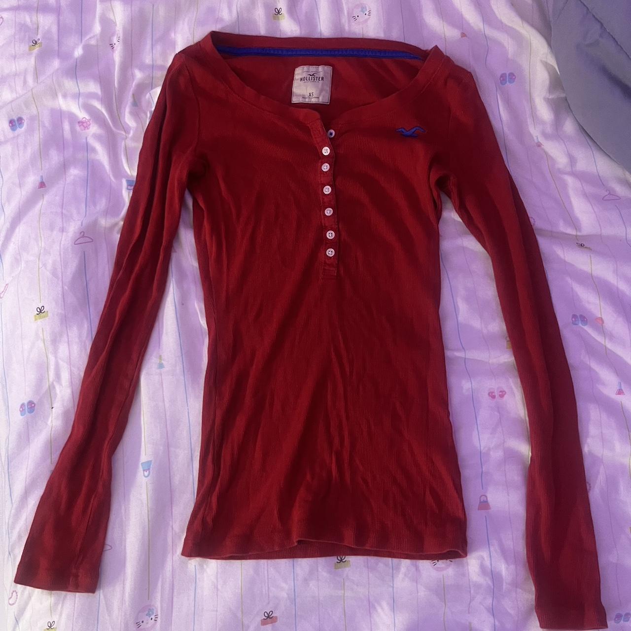 Vintage Hollister red long sleeve in size XS,... - Depop