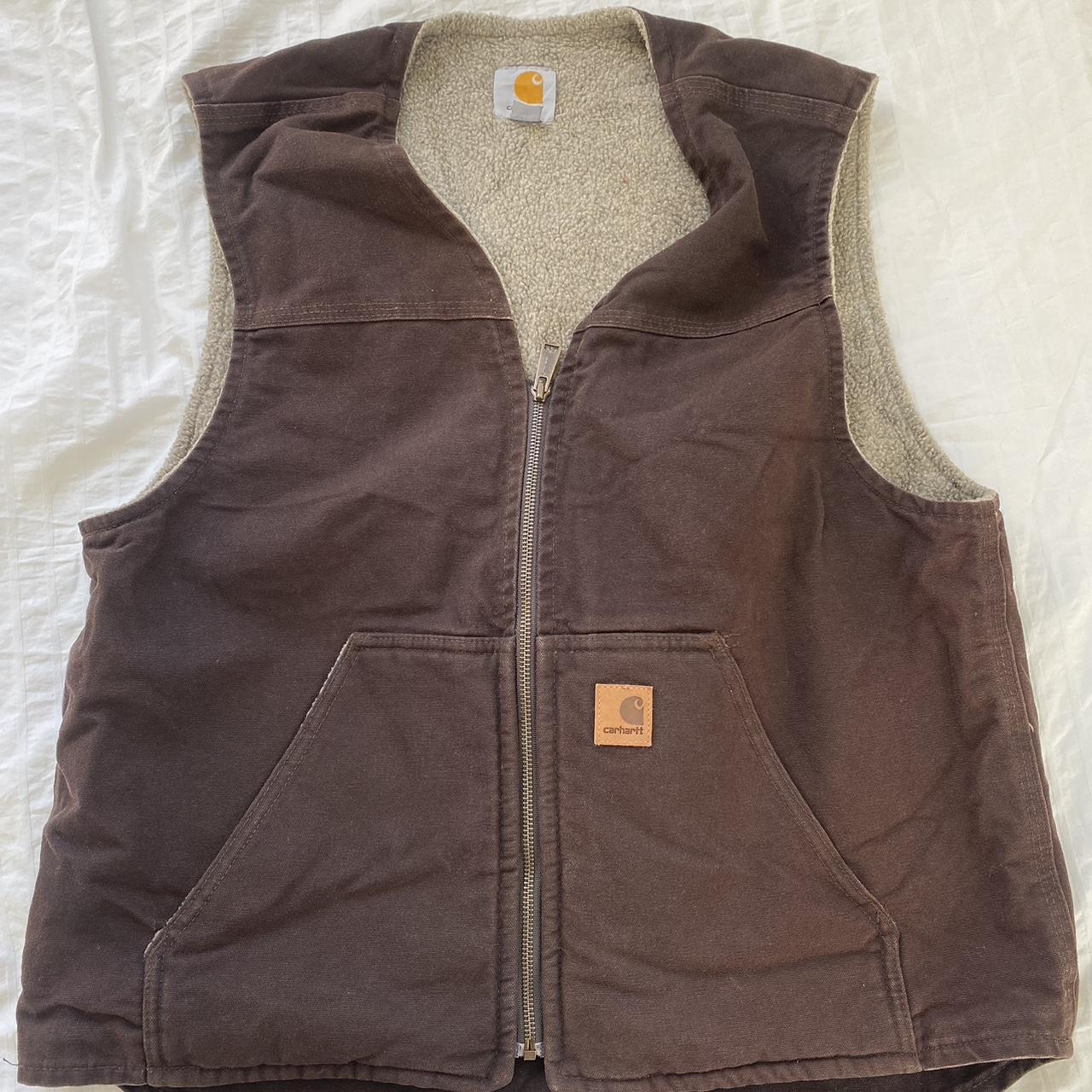 Vintage brown carhartt vest. Perfectly worn in but... - Depop