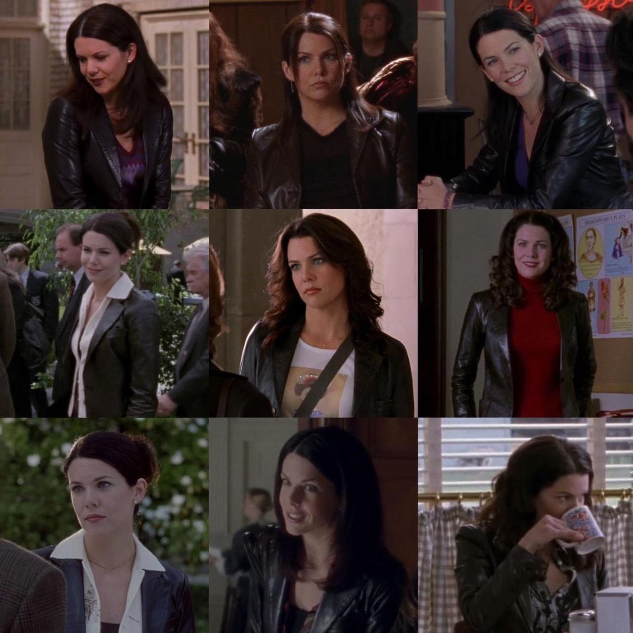 Lorelai Gilmore black leather jacket suprise staple... - Depop