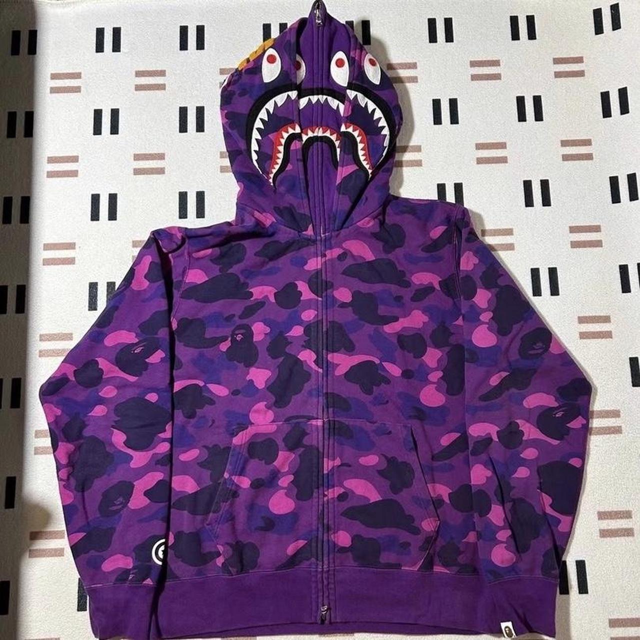 BAPE Camo Shark Hoodie Purple - Leather Jacketz