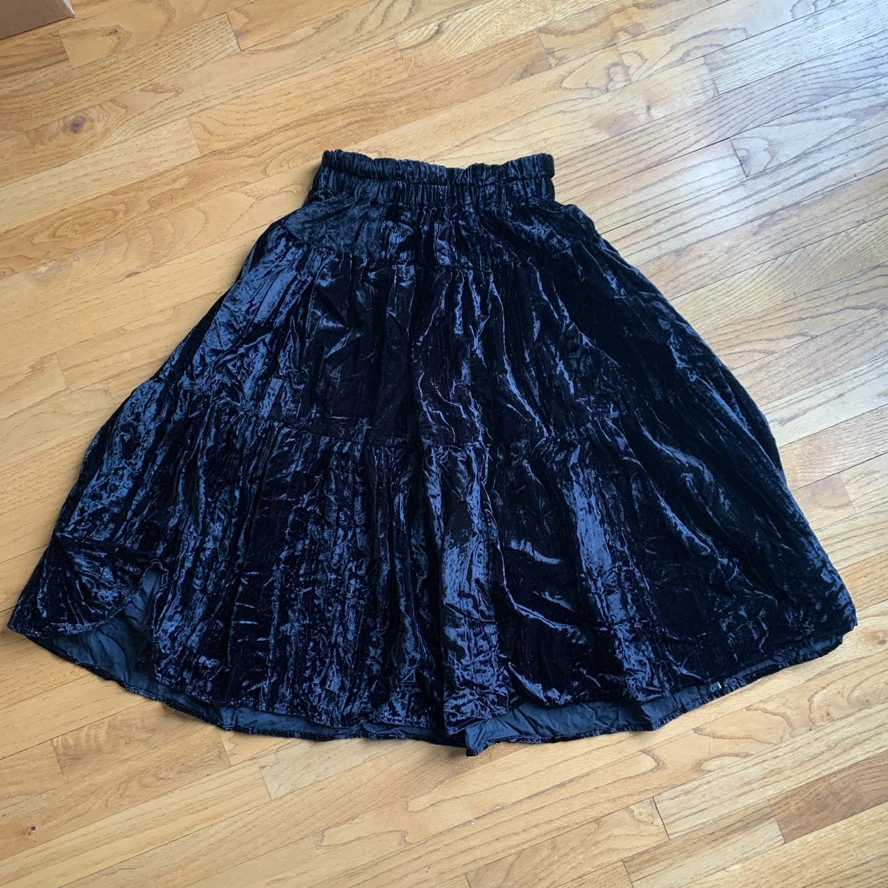 long black velvet tiered skirt! made by Julia... - Depop