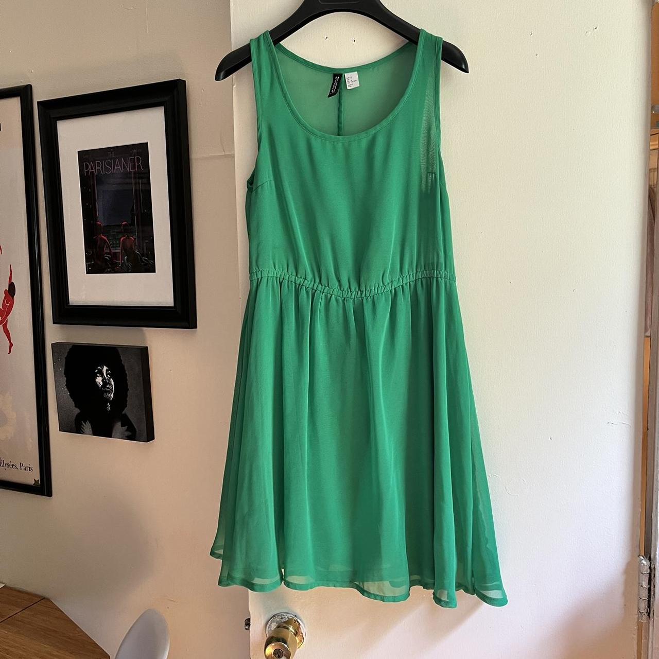 H&m Skater Skirt Green LAYERED PLEATED MIDI SKIRT