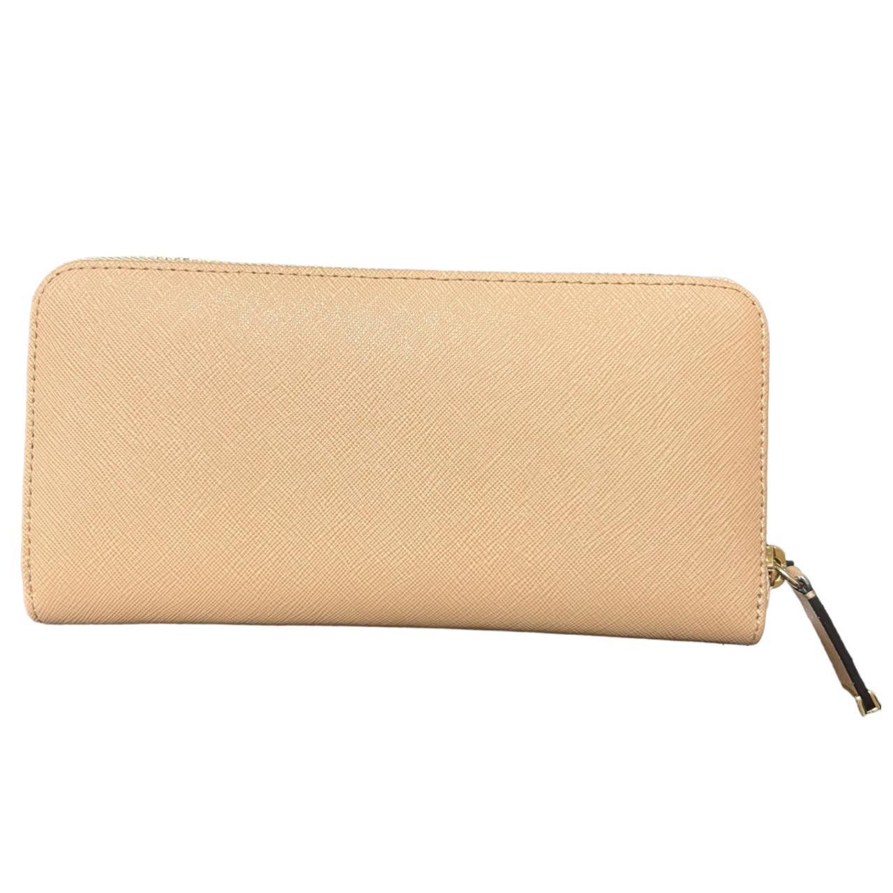 Calvin Klein Saffiano Leather Zip Wallet Beige Tan Depop