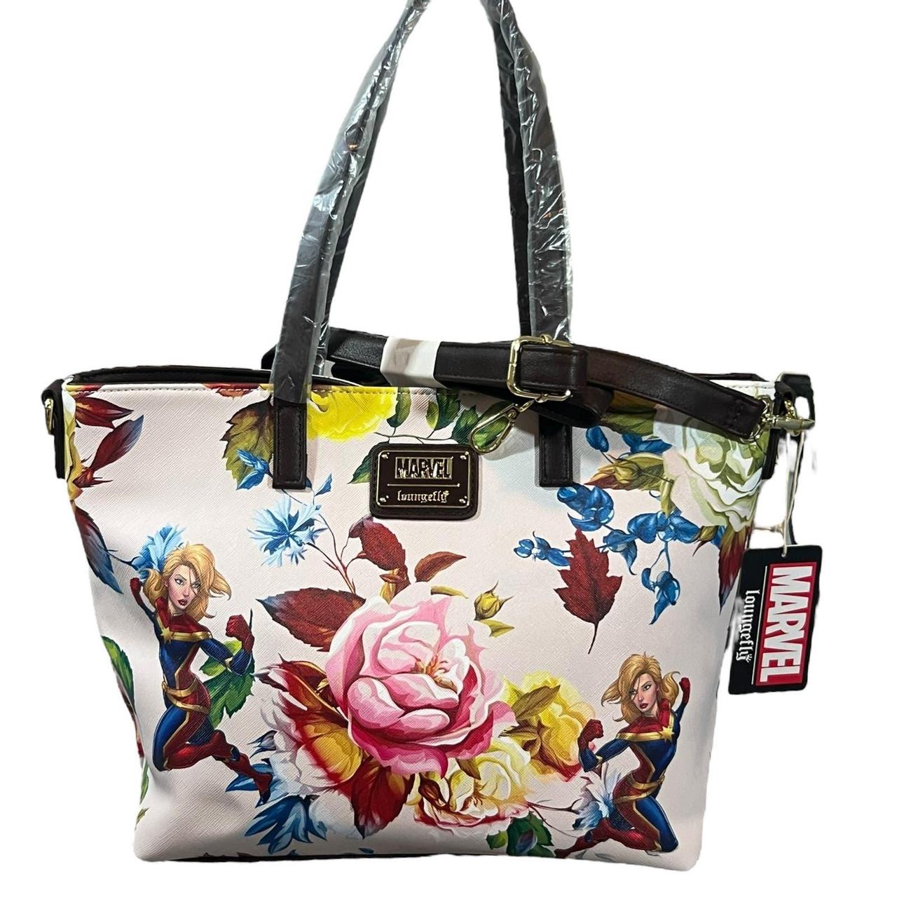 Loungefly Floral Captain Marvel tote & wallet combo online