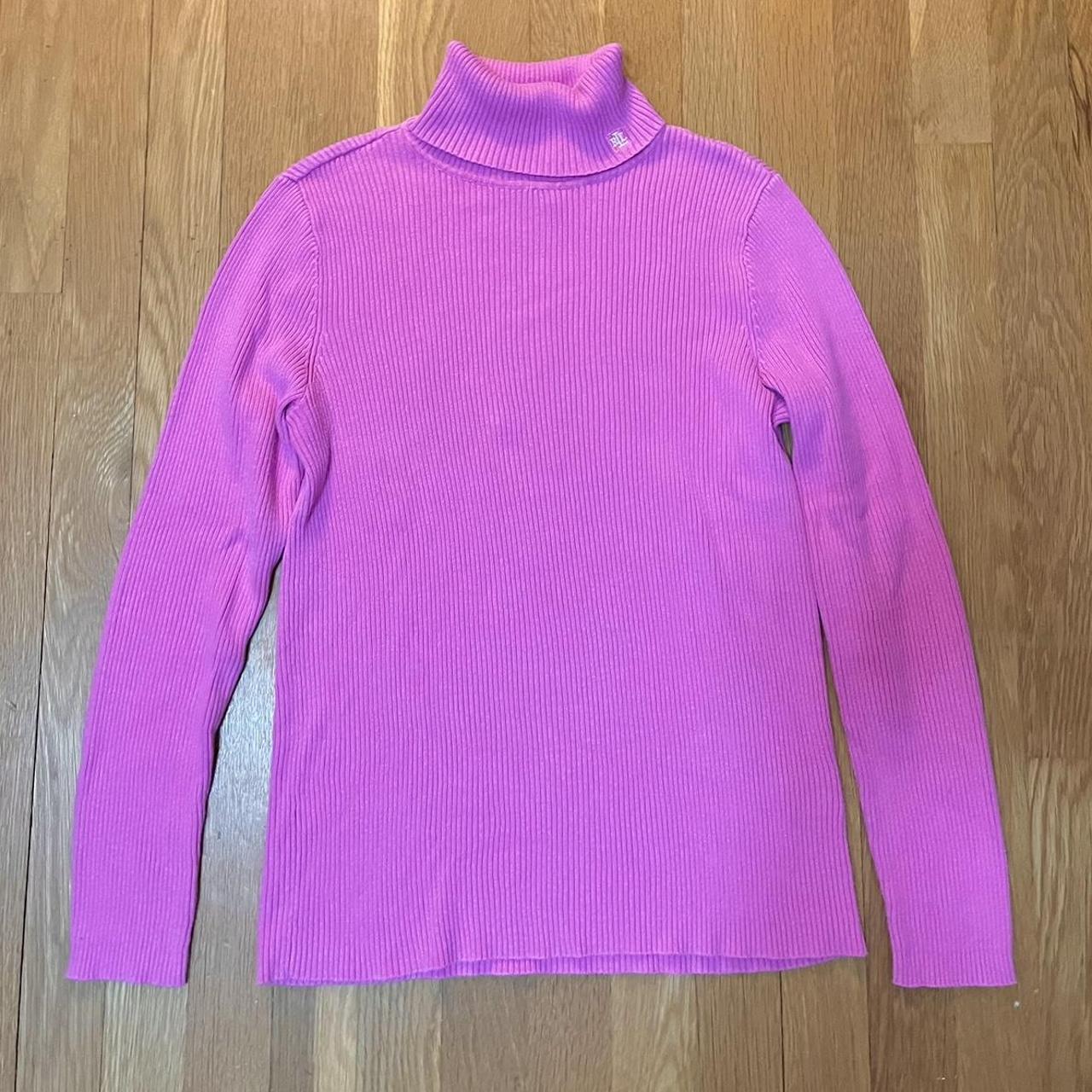 vintage pink ribbed turtleneck sweater lauren... Depop