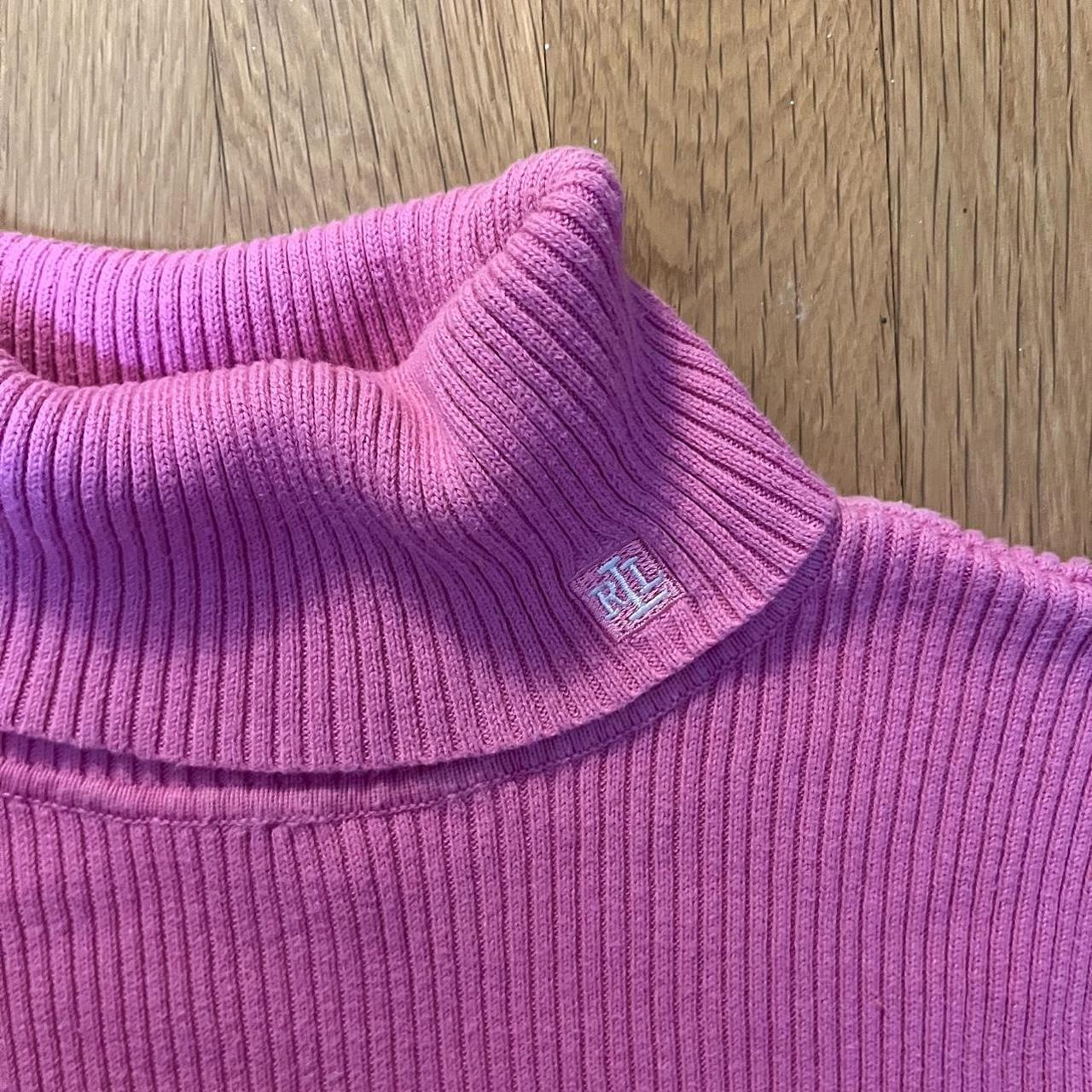 vintage pink ribbed turtleneck sweater lauren... Depop