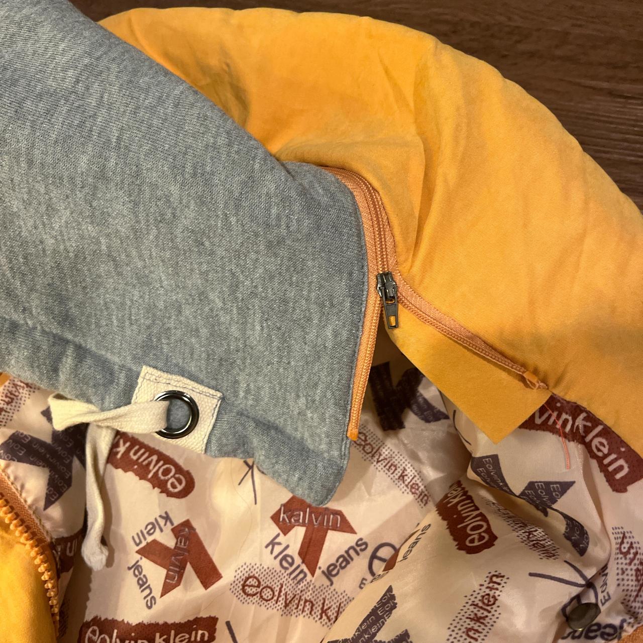 yellow MSKZX Fashion Classic puffer vest, zip off hood | Depop