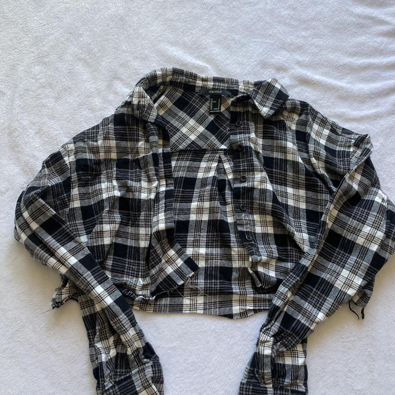 Forever 21 Women's Cropped Plaid Flannel Shirt