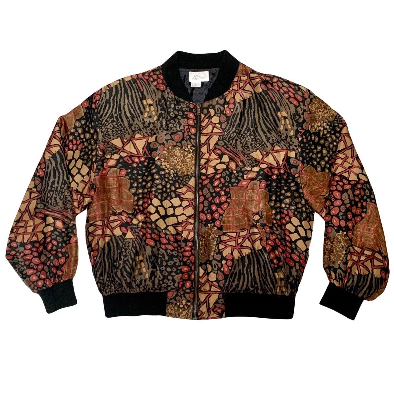 Women's bomber jacket - black with gold zips and leopard print