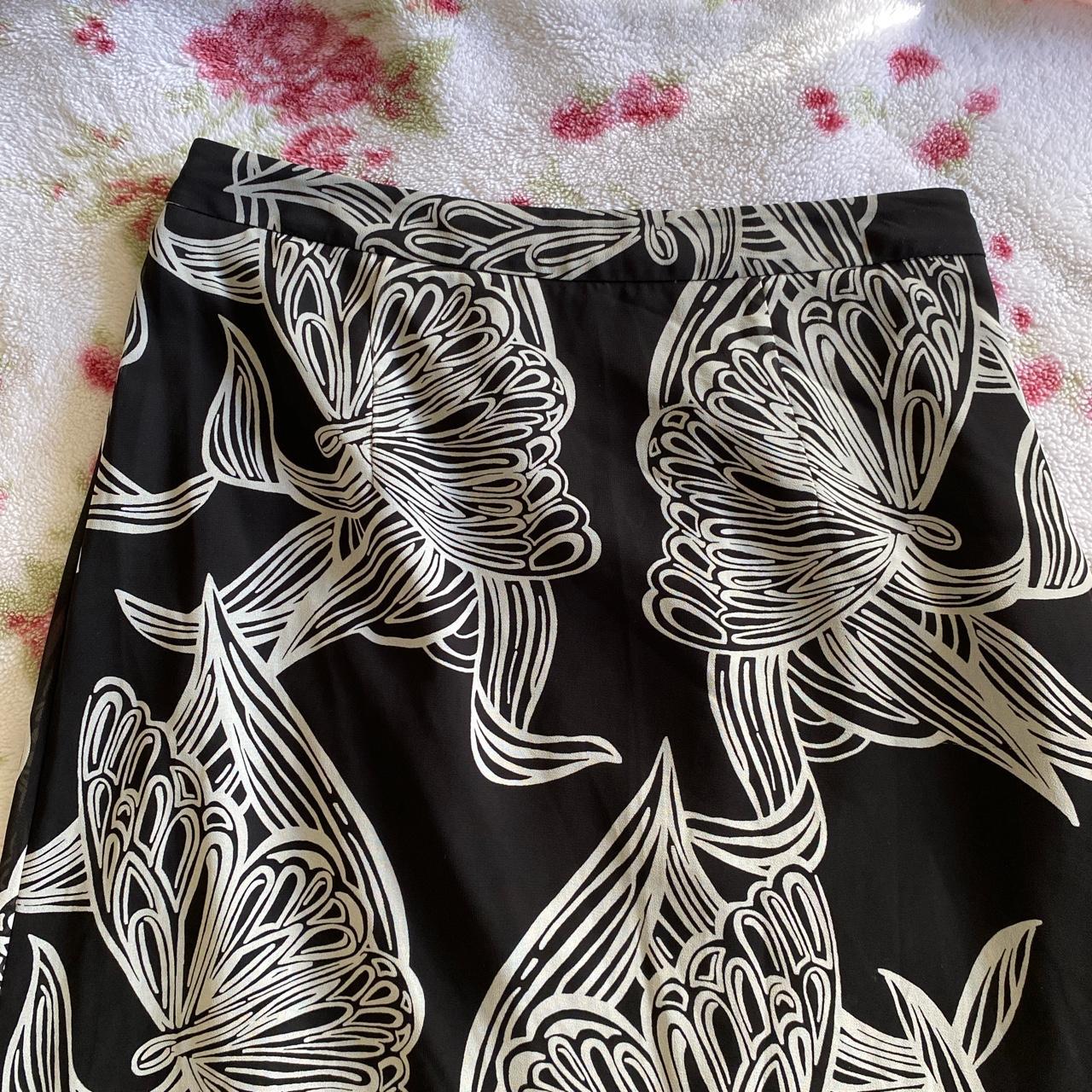 beautiful black and white butterfly maxi skirt with... - Depop