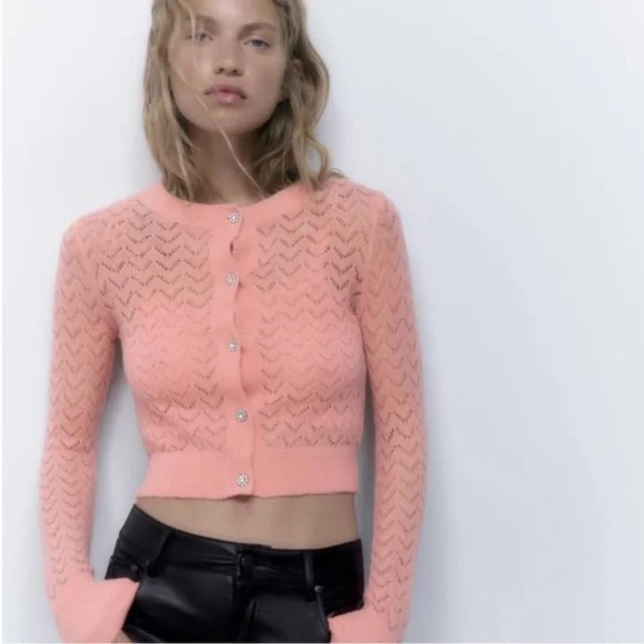 Zara Women's Pink Cardigan Depop