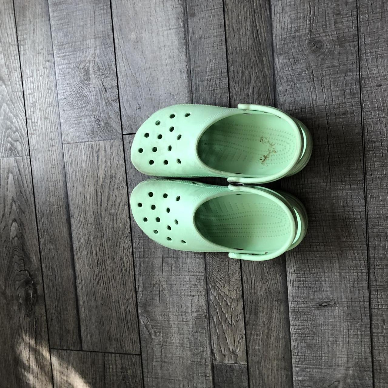 light green crocs , will come cleaned - Depop