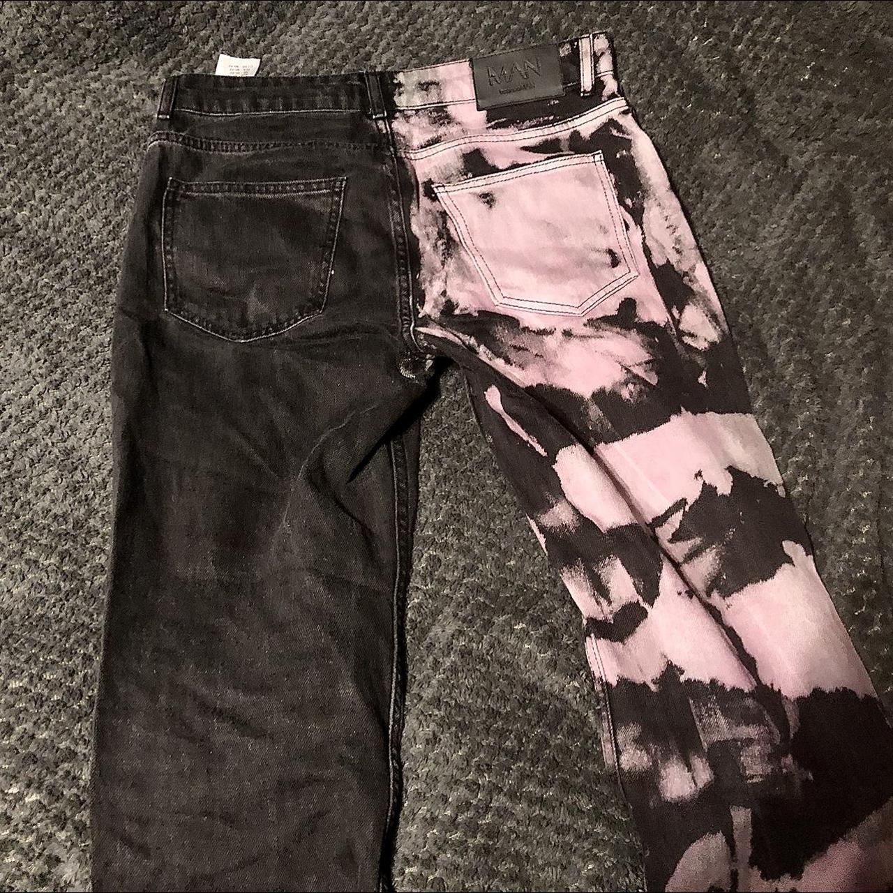 Boohoo Men's Black and Pink Jeans Depop
