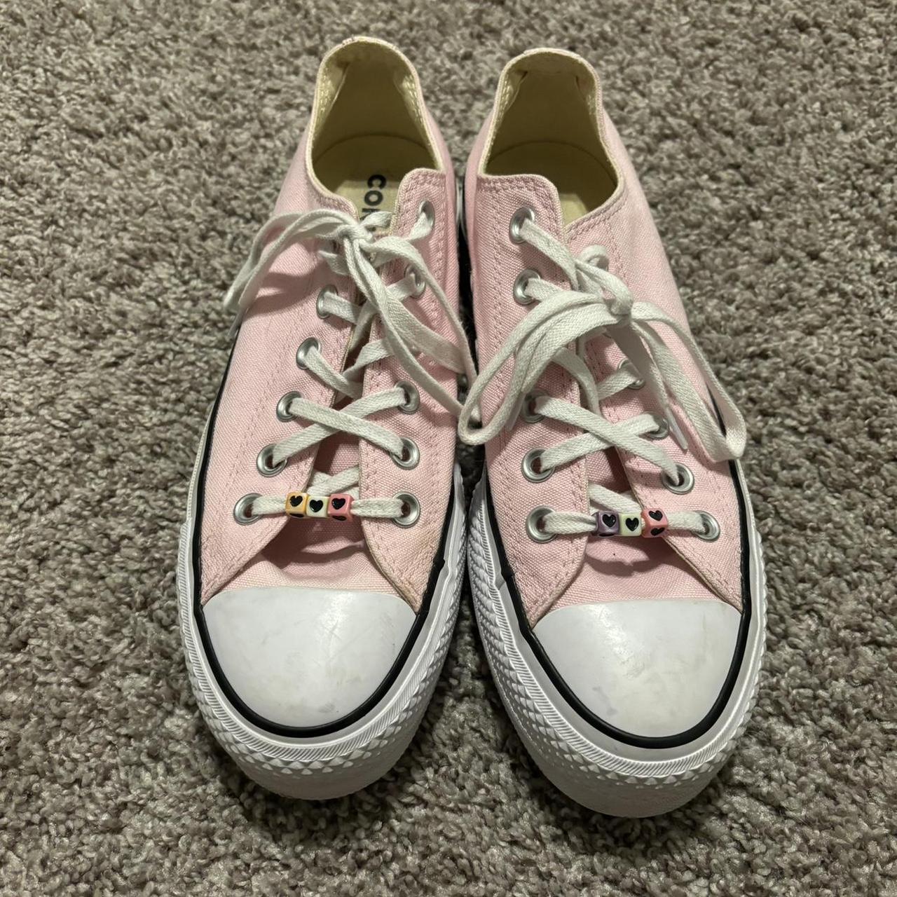 Low rise platform baby pink converse Size 7 1/2... Depop