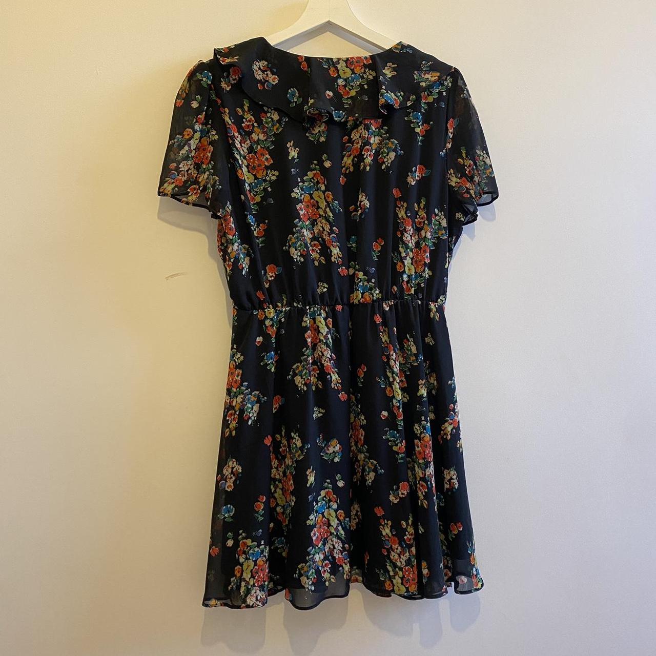 ASOS black floral mini tea dress UK size 16 Short... Depop