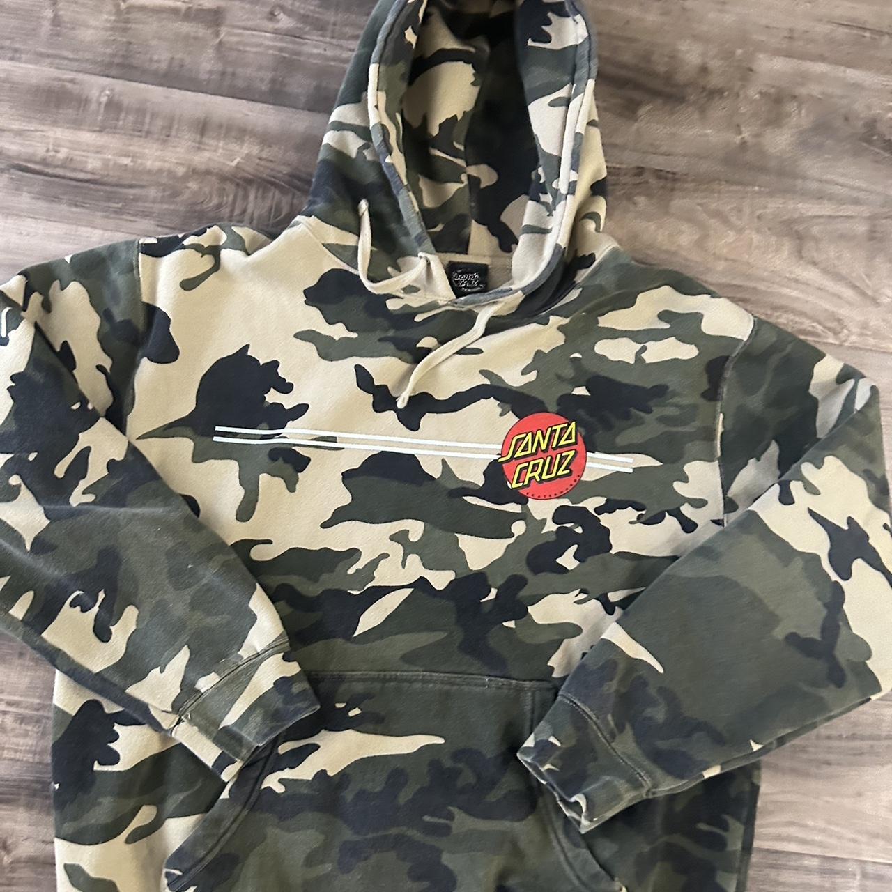 Santa Cruz skateboards camo hoodie pre owed. Depop