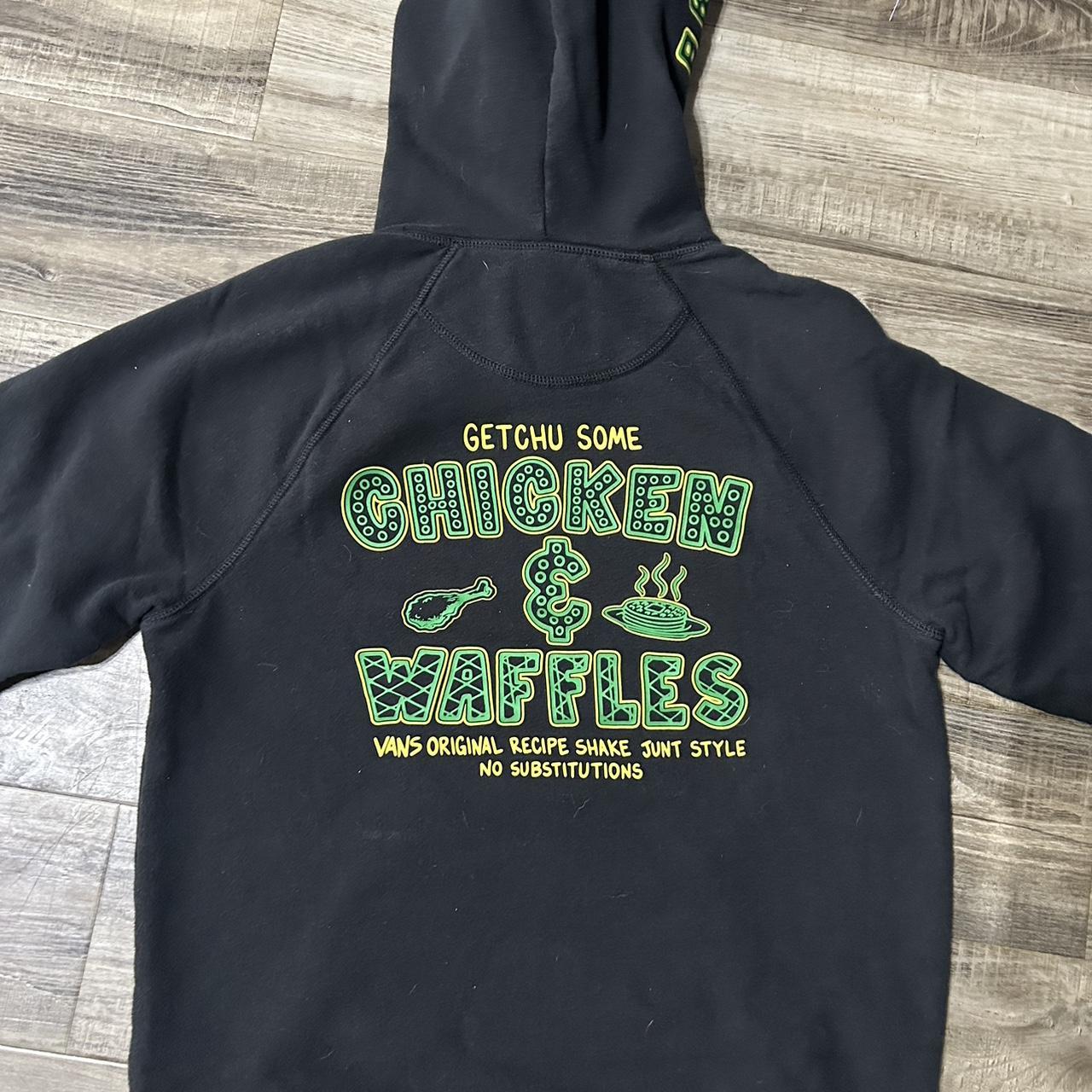 VANS sold x SHAKE JUNT Chicken and Waffles Limited Edition Black Hoodie Sz S