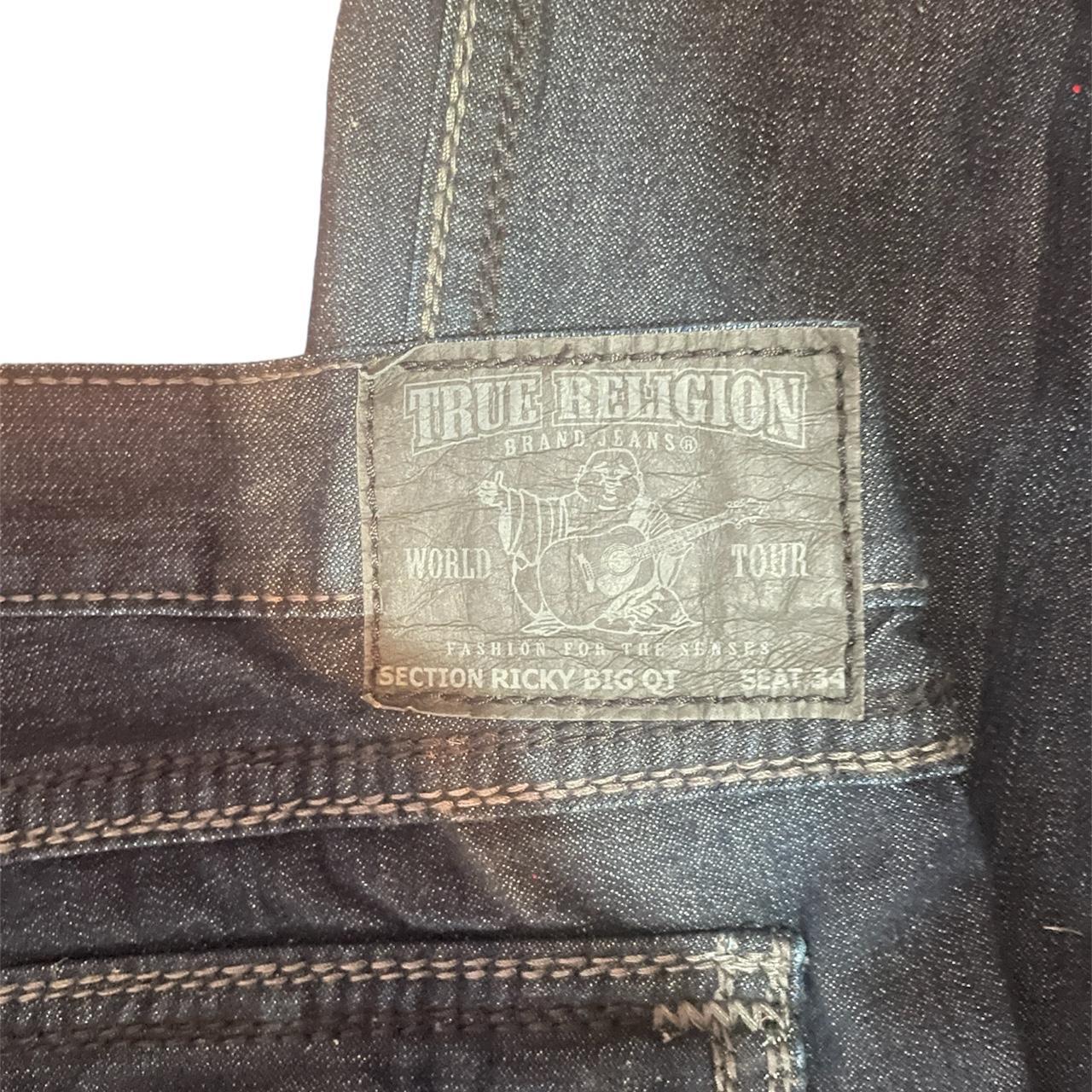 INSANE BAGGY WHITE STITCH TRUE RELIGION BAGGIEST... - Depop