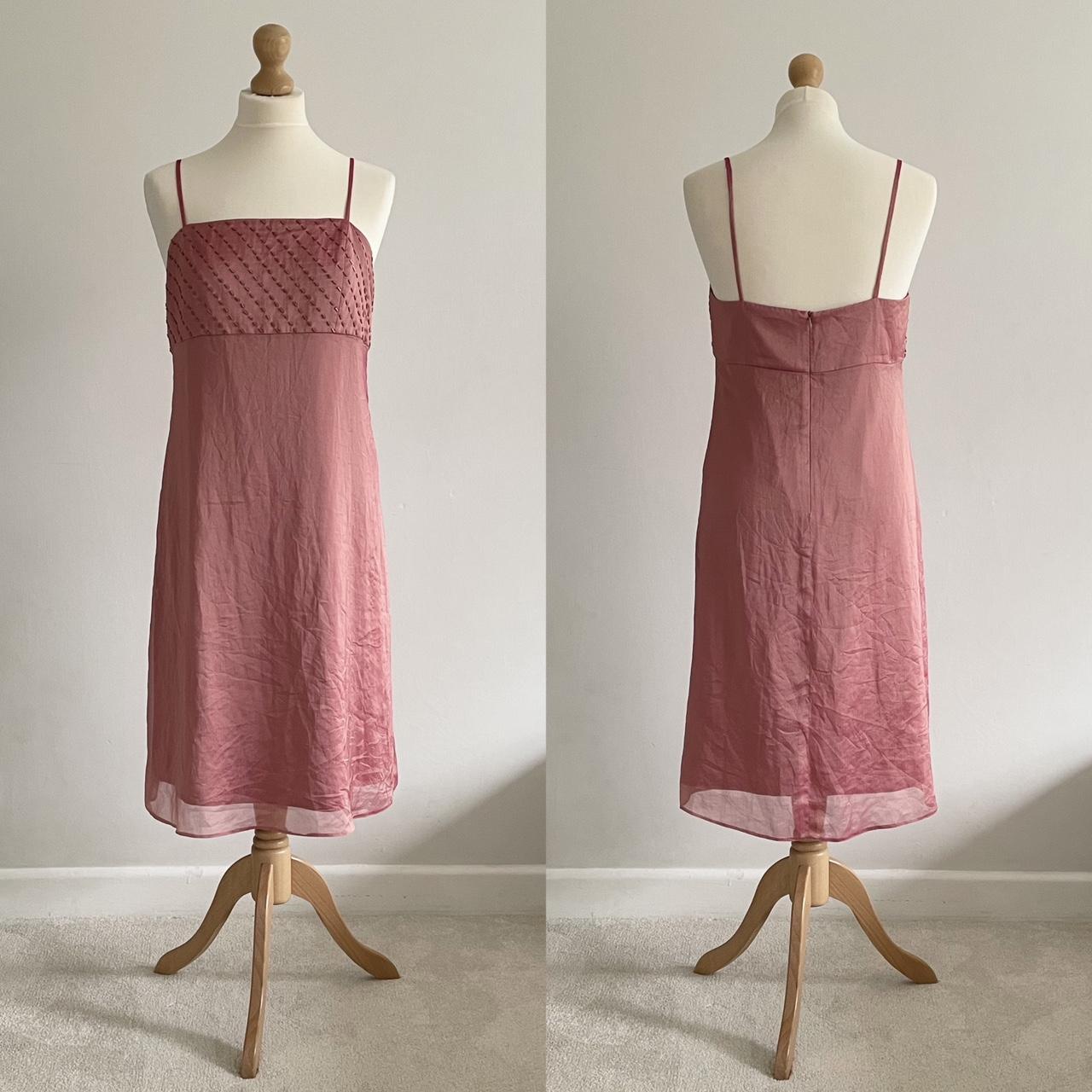 Pink midi dress Midi, dress, zip fastening at the... - Depop