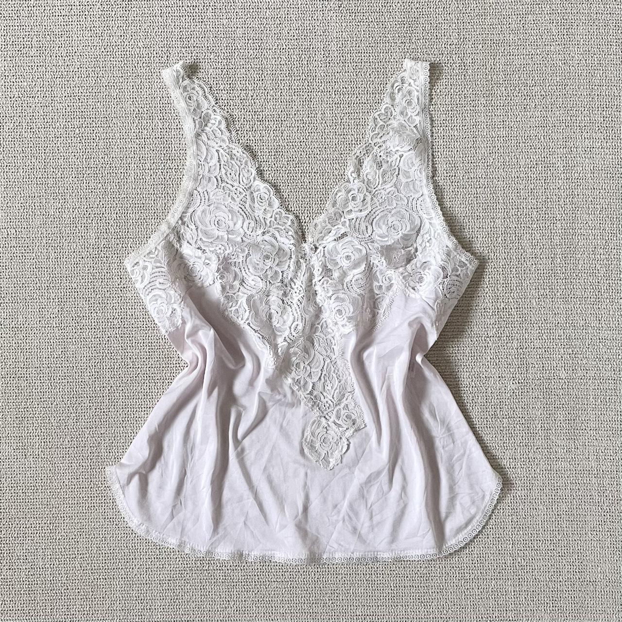 PINK & CREAM LACE VEST TOP Cami top Pastel pink and... Depop