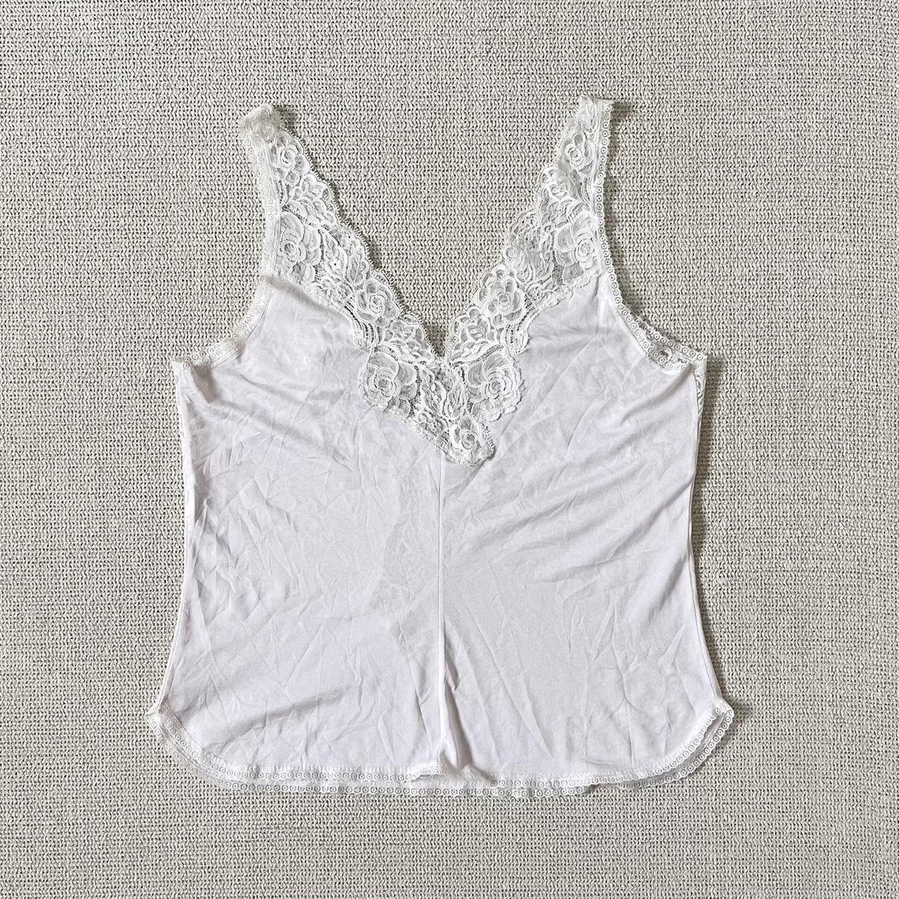 PINK & CREAM LACE VEST TOP Cami top Pastel pink and... - Depop