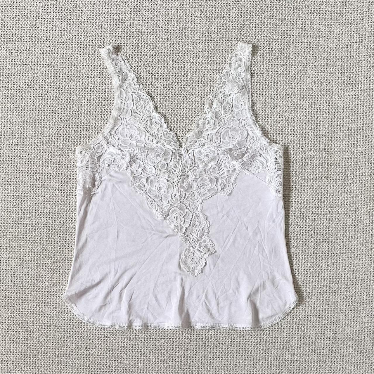 PINK & CREAM LACE VEST TOP Cami top Pastel pink and... Depop