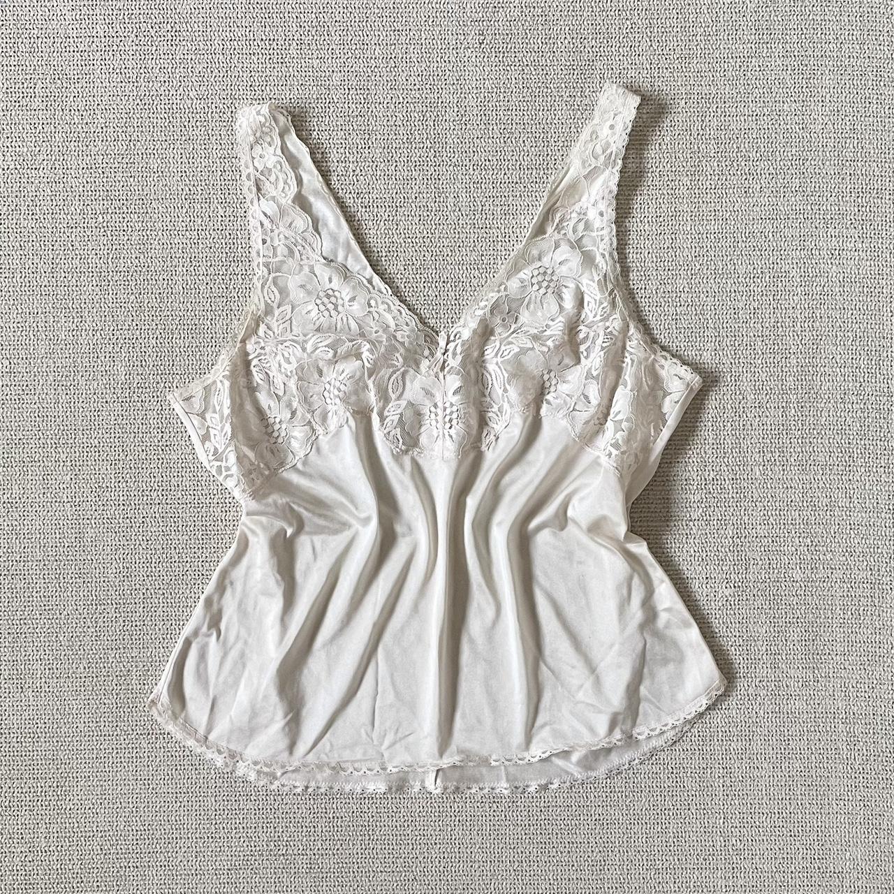 CREAM LACE VEST TOP Cami top Floral lace V... Depop