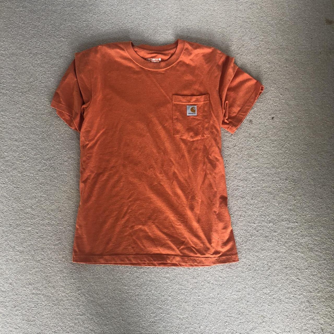 Orange carharrt relaxed fit tee in worn orange... - Depop