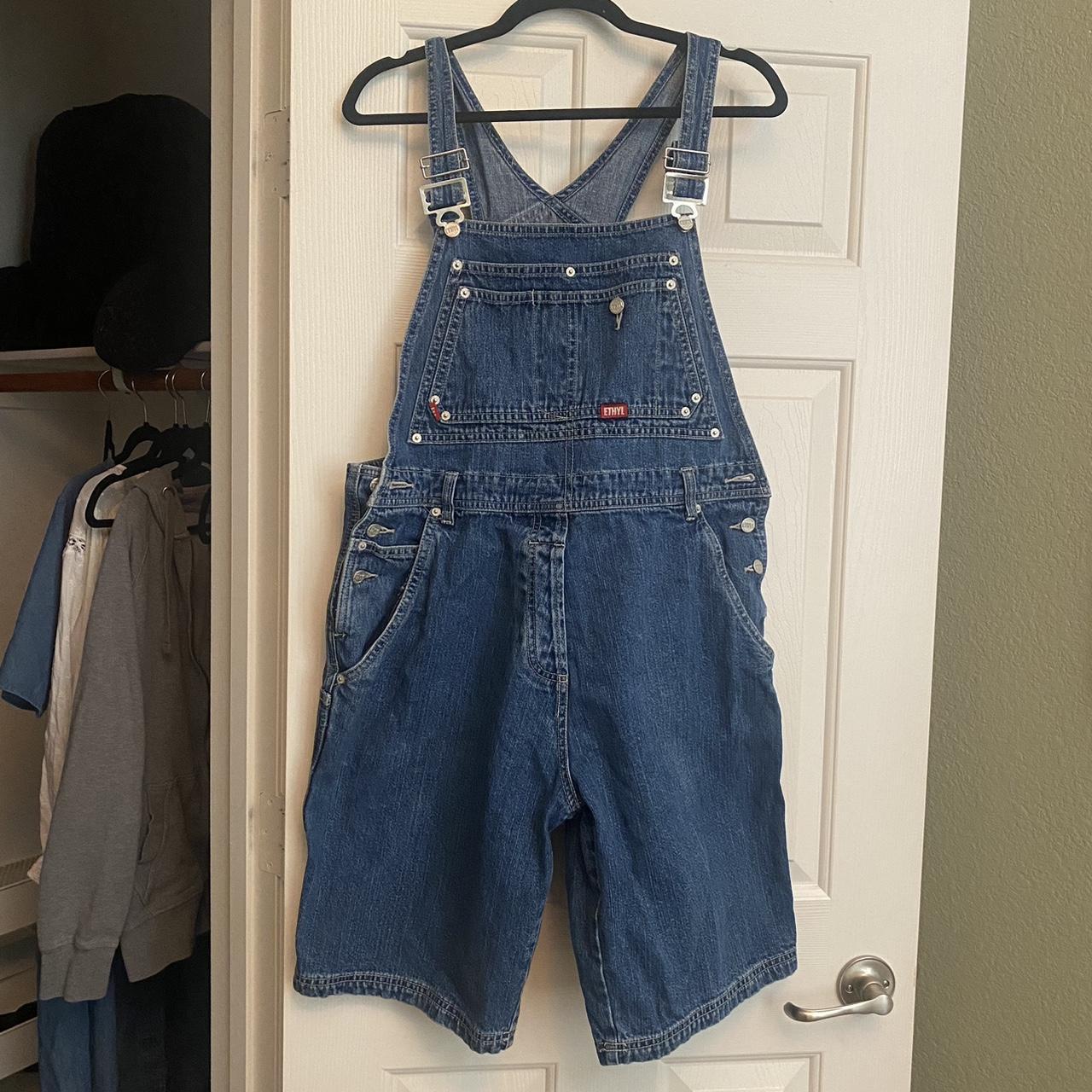 perfect vintage denim overalls 💙 only flaw is the... - Depop